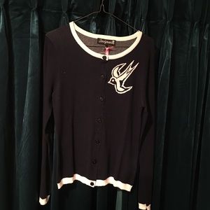 Retro pinup navy blue Sourpuss sailor cardigan